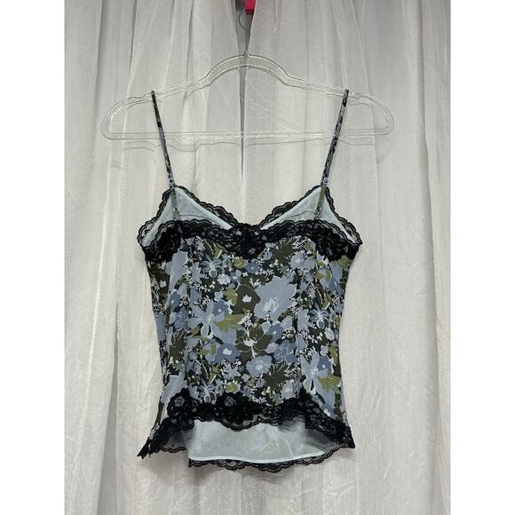 VTG 90s Silk Floral Lace Cami Tank Top Y2K Coquette Cottagecore Romantic Grunge - Picture 7 of 10